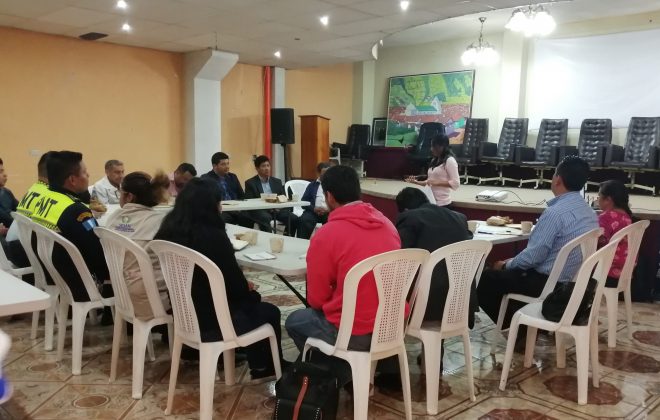 Socialización del proyecto con autoridades municipales, instancias gubernamentales y líderes religiosos del municipio de Almolonga, Quetzaltenango.
